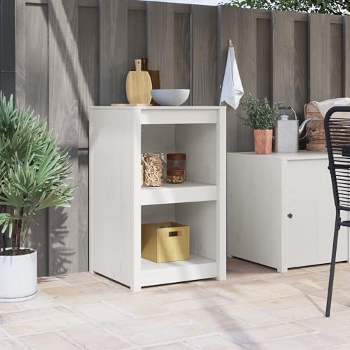 Qnhdfrt Weißer Küchenschrank Massivholz Kiefer 55x55x92 cm Schmaler Vorratsschrank mit Regalen für Küche von Qnhdfrt