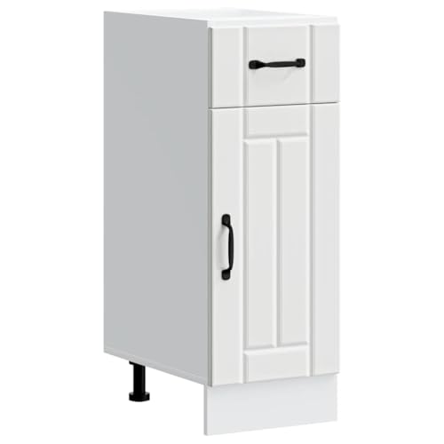 Qnhdfrt Weißer Küchenunterschrank Lucca aus Holzwerkstoff 30x46x81.5 cm mit großem Stauraum verstellbaren Füßen für Küchenorganisation Vorratsschrank von Qnhdfrt