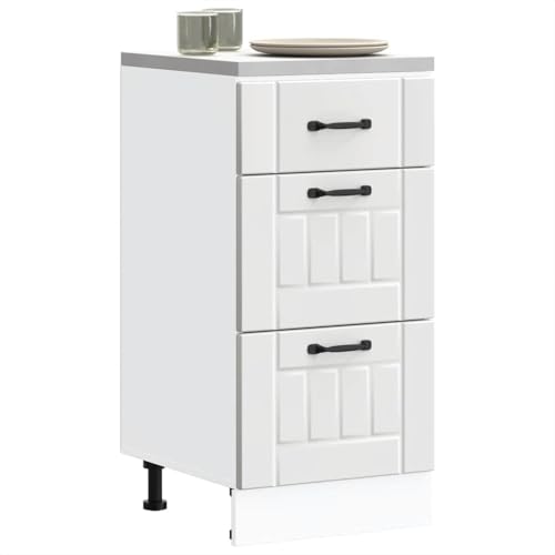 Qnhdfrt Weißer Küchenunterschrank Lucca aus Holzwerkstoff 40x46x81.5 cm mit verstellbaren Füßen und großem Stauraum für optimale Aufbewahrung in der Küche von Qnhdfrt