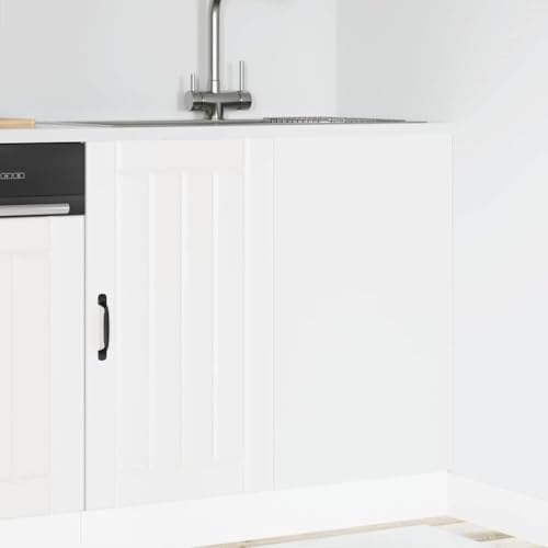 Qnhdfrt Weißer Küchenunterschrank Lucca aus Holzwerkstoff 86x46x81.5cm mit verstellbaren Füßen – Stabiler Aufbewahrungsschrank für Geschirr und Küchenutensilien, optimiert Küchenorganisation von Qnhdfrt