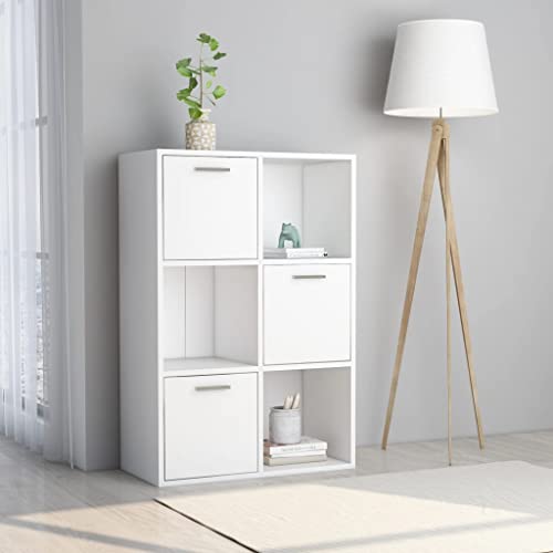 Qnhdfrt Weißer Lager- und Bücherregal aus Holzwerkstoff 60x29,5x90 cm mit Türen und Fächern Schmaler Hochschrank für Wohnzimmer Büro Abstellraum von Qnhdfrt