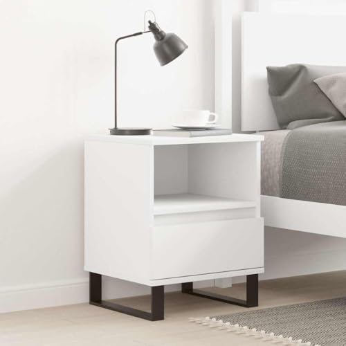 Qnhdfrt Weißer Nachttisch Holzwerkstoff 40x35x50 cm Moderner Beistelltisch mit Schublade für Schlafzimmer von Qnhdfrt
