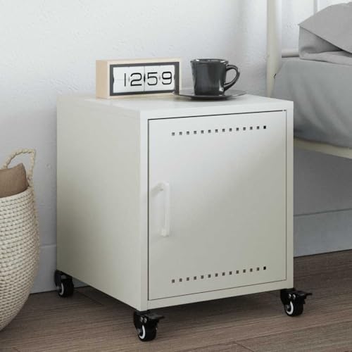 Qnhdfrt Weißer Nachttisch aus Kaltgewalztem Stahl mit Rollen und Griff 36x39x43,5 cm - Stilvoller Beistelltisch mit Türfach für Stauraum im Schlafzimmer Qnhdfrt Weißer Nachttisch aus Kaltgewalztem Stahl mit Rollen und Griff 36x39x43,5 cm - Stilvoller Beistelltisch mit Türfach für Stauraum im Schlafzimmer von Qnhdfrt