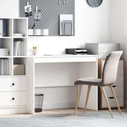 Qnhdfrt Weißer Schreibtisch aus Spanplatte Modernes Design 100x50x76 cm mit Stauraum für Büro Home Office und Jugendzimmer Qnhdfrt Weißer Schreibtisch aus Spanplatte Modernes Design 100x50x76 cm mit Stauraum für Büro Home Office und Jugendzimmer von Qnhdfrt