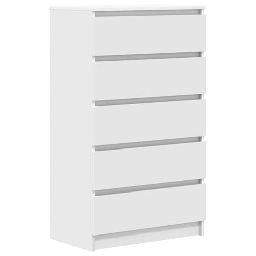 Qnhdfrt Weißer Schubladenschrank Sideboard mit 5 Schubladen Holzwerkstoff Kommode 60x36x103 cm für Wohnzimmer Küche Flur von Qnhdfrt