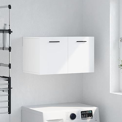 Qnhdfrt Weißer Wandschrank 60x36,5x35 cm aus Holzwerkstoff – Praktischer Hängeschrank mit Stauraum für Küche Bad Wohnzimmer von Qnhdfrt