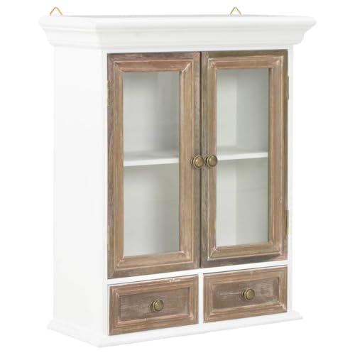 Qnhdfrt Weißer Wandschrank aus Holzwerkstoff 49x22x59 cm Französischer Stil mit 2 Türen und 2 Schubladen für Küche Bad Wohnzimmer von Qnhdfrt