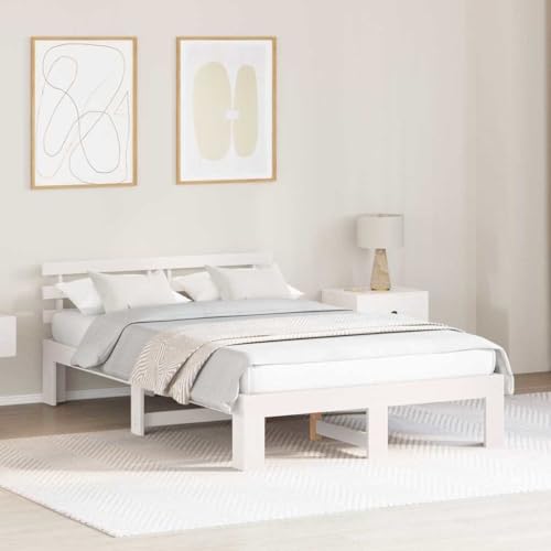 Qnhdfrt Weißes Bettgestell aus Massivholz Kiefer 120 x 200 cm Modernes Design mit Lackierter Oberfläche Stabiles Einzelbett oder Doppelbett für Schlafzimmer Qnhdfrt Weißes Bettgestell aus Massivholz Kiefer 120 x 200 cm Modernes Design mit Lackierter Oberfläche Stabiles Einzelbett oder Doppelbett für Schlafzimmer von Qnhdfrt