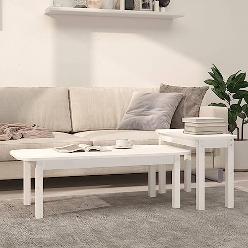 Qnhdfrt Weißes Couchtisch-Set aus Massivholz Kiefer 2-TLG. mit Platzsparendem Design und Robusten Tischplatten für Wohnzimmer, Couchbereich und Dekoration Qnhdfrt Weißes Couchtisch-Set aus Massivholz Kiefer 2-TLG. mit Platzsparendem Design und Robusten Tischplatten für Wohnzimmer, Couchbereich und Dekoration von Qnhdfrt