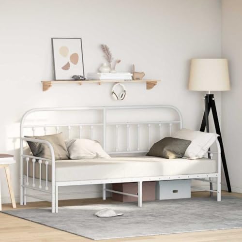 Qnhdfrt Weißes Erweiterbares Bettgestell aus Metall 80x200 cm Modernes Design mit Schublade Robuste Bauweise Einfache Montage für Schlafzimmer Gästebett Jugendbett von Qnhdfrt