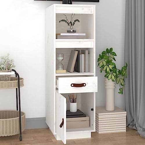 Qnhdfrt Weißes Highboard aus Massivholz Kiefer 34x40x108 cm Sideboard Schrank mit offenen Fächern Landhausstil für Wohnzimmer Flur Küche Qnhdfrt Weißes Highboard aus Massivholz Kiefer 34x40x108 cm Sideboard Schrank mit offenen Fächern Landhausstil für Wohnzimmer Flur Küche von Qnhdfrt