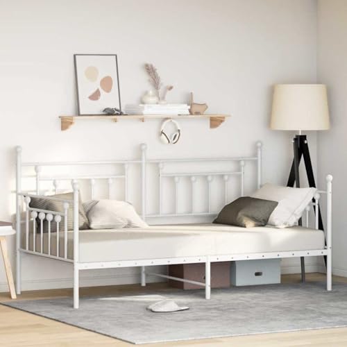 Qnhdfrt Weißes Metallbettgestell 90x190 cm Modernes Minimalistisches Design mit Robustem Stahlrahmen Einzelbett für Schlafzimmer Tagesbett und Gästebett Qnhdfrt Weißes Metallbettgestell 90x190 cm Modernes Minimalistisches Design mit Robustem Stahlrahmen Einzelbett für Schlafzimmer Tagesbett und Gästebett von Qnhdfrt