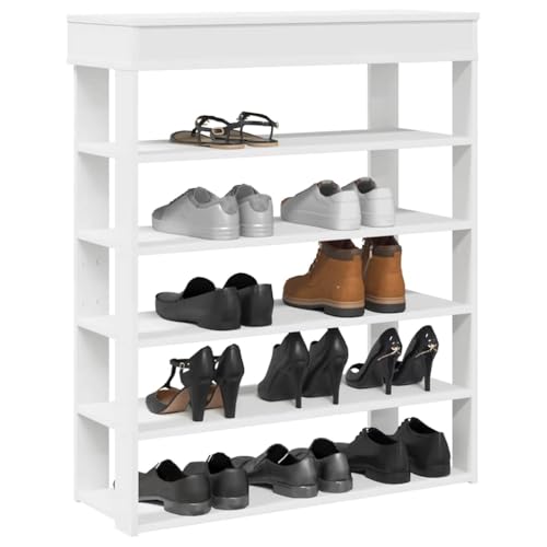 Qnhdfrt Weißes Schuhregal 80x30x98 cm aus Holzwerkstoff, Schmaler Schuhschrank mit Mehreren Fächern und Stauraum für Flur und Eingangsbereich von Qnhdfrt