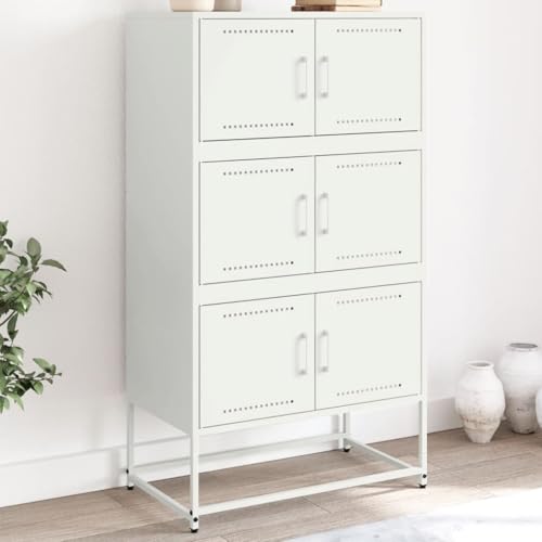 Qnhdfrt Weißes Sideboard aus Stahl Industrie-Stil 68,5x38,5x123,5cm mit 6 Fächern Robust für Wohnzimmer Schlafzimmer und Flur Qnhdfrt Weißes Sideboard aus Stahl Industrie-Stil 68,5x38,5x123,5cm mit 6 Fächern Robust für Wohnzimmer Schlafzimmer und Flur von Qnhdfrt