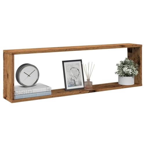 Qnhdfrt Würfel-Wandregal 4 Stück Altholz-Optik Holzwerkstoff 100x15x30 cm Robustes Regal für Deko Bücher in Wohnzimmer Küche Bad von Qnhdfrt