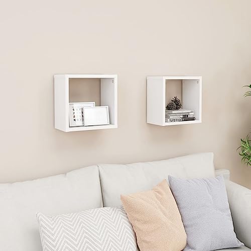 Qnhdfrt Würfelregal Set 2 Stück Weiß Schweberegal Wandregal Modernes Design Robust 26x15x26 cm für Deko Aufbewahrung in Wohnzimmer Küche Schlafzimmer von Qnhdfrt