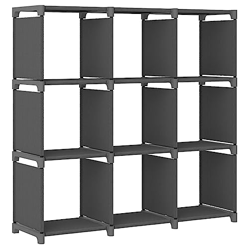 Qnhdfrt Würfelregal mit 9 Fächern Grau 103x30x107,5 cm Stahlrahmen Stoff Modernes Design Schmal Regal für Bücher Deko Wohnzimmer von Qnhdfrt