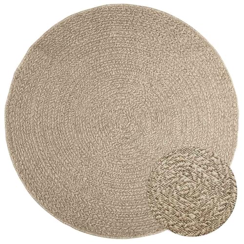 Qnhdfrt ZIZUR Outdoor-Teppich Beige 160 cm rund in Jute-Optik aus 100% Polypropylen UV-beständig robuster wohnzimmerteppich für Balkon Terrasse Wohnzimmer Schlafzimmer Qnhdfrt ZIZUR Outdoor-Teppich Beige 160 cm rund in Jute-Optik aus 100% Polypropylen UV-beständig robuster wohnzimmerteppich für Balkon Terrasse Wohnzimmer Schlafzimmer von Qnhdfrt