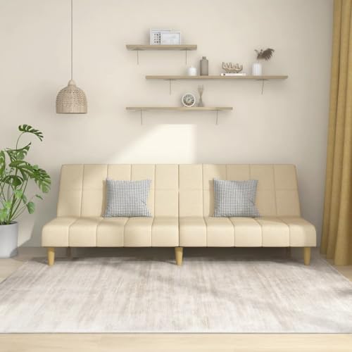 Qnhdfrt Zweisitzer Schlafsofa Creme Stoff Ausziehbares Gästebett mit Holzrahmen für Wohnzimmer Kleines Zimmer Qnhdfrt Zweisitzer Schlafsofa Creme Stoff Ausziehbares Gästebett mit Holzrahmen für Wohnzimmer Kleines Zimmer von Qnhdfrt
