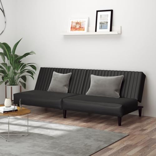 Qnhdfrt Zweisitzer Schlafsofa Schwarz Kunstleder Sofabett mit einfacher Ausziehfunktion für kleine Räume Qnhdfrt Zweisitzer Schlafsofa Schwarz Kunstleder Sofabett mit einfacher Ausziehfunktion für kleine Räume von Qnhdfrt