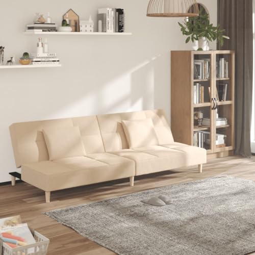 Qnhdfrt Zweisitzer Schlafsofa aus Creme Stoff mit Schlaffunktion und 2 Kissen – Ausziehbares Sofabett für kleine Räume, Wohnzimmer und Gästeunterkunft Qnhdfrt Zweisitzer Schlafsofa aus Creme Stoff mit Schlaffunktion und 2 Kissen – Ausziehbares Sofabett für kleine Räume, Wohnzimmer und Gästeunterkunft von Qnhdfrt