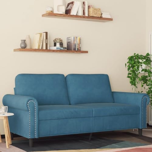 Qnhdfrt Zweisitzer Sofa Blau 140 cm Samt Modernes Design mit Metallgestell für Wohnzimmer Jugendzimmer oder kleine Räume von Qnhdfrt