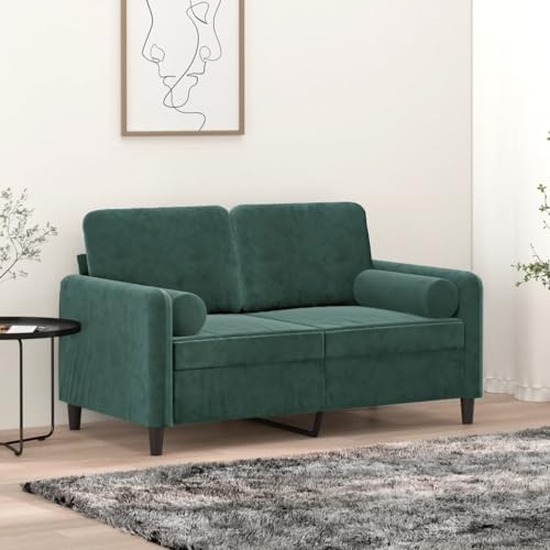 Qnhdfrt Zweisitzer Sofa Couch Dunkelgrün 120 cm Samt Modernes Design mit Zierkissen für Wohnzimmer Jugendzimmer Balkon Qnhdfrt Zweisitzer Sofa Couch Dunkelgrün 120 cm Samt Modernes Design mit Zierkissen für Wohnzimmer Jugendzimmer Balkon von Qnhdfrt