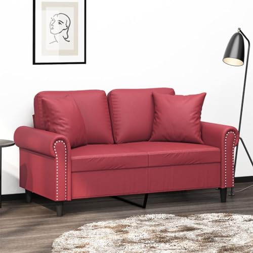 Qnhdfrt Zweisitzer Sofa Couch Klein in Weinrot Kunstleder Modernes Design mit Zierkissen 120 cm Sitzbreite Robust für Wohnzimmer Lounge Qnhdfrt Zweisitzer Sofa Couch Klein in Weinrot Kunstleder Modernes Design mit Zierkissen 120 cm Sitzbreite Robust für Wohnzimmer Lounge von Qnhdfrt