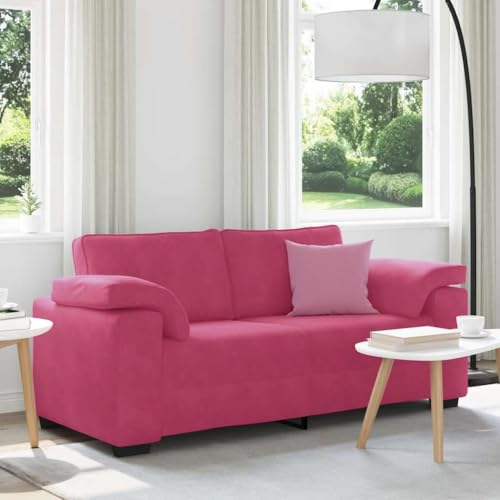 Qnhdfrt Zweisitzer Sofa Couch Weinrot 140 cm Samt Bequemes Relaxsofa für Wohnzimmer Schlafzimmer mit Weichem Stoff und Robustem Gestell von Qnhdfrt