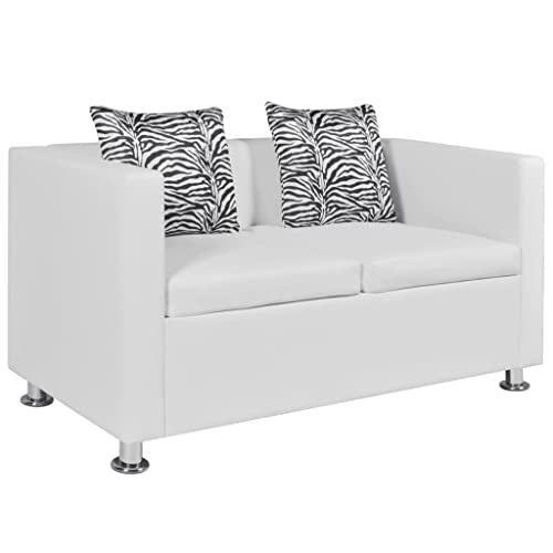 Qnhdfrt Zweisitzer Sofa Couch klein Weiß aus Kunstleder mit bequemen Kissen für Wohnzimmer, Balkon oder Esszimmer Qnhdfrt Zweisitzer Sofa Couch klein Weiß aus Kunstleder mit bequemen Kissen für Wohnzimmer, Balkon oder Esszimmer von Qnhdfrt