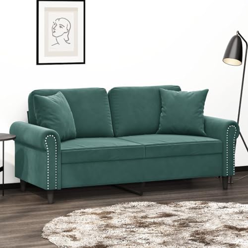 Qnhdfrt Zweisitzer Sofa Dunkelgrün 140 cm Samt Modernes Design mit Zierkissen für Wohnzimmer Lounge und Entspannung Qnhdfrt Zweisitzer Sofa Dunkelgrün 140 cm Samt Modernes Design mit Zierkissen für Wohnzimmer Lounge und Entspannung von Qnhdfrt