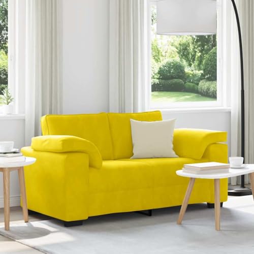 Qnhdfrt Zweisitzer Sofa Gelb 120 cm Samt Modernes Design mit weichem Samtstoff und robustem Gestell für Wohnzimmer Schlafzimmer oder Arbeitsbereich von Qnhdfrt