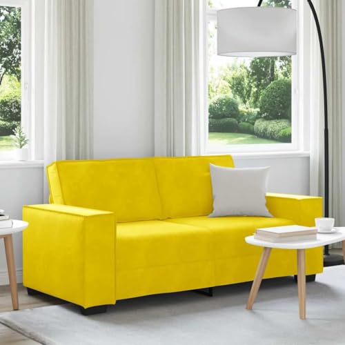 Qnhdfrt Zweisitzer Sofa Gelb 140 cm Samt Stoff Bequem mit Breiten Armlehnen Robust für Wohnzimmer Büro Gästezimmer Qnhdfrt Zweisitzer Sofa Gelb 140 cm Samt Stoff Bequem mit Breiten Armlehnen Robust für Wohnzimmer Büro Gästezimmer von Qnhdfrt