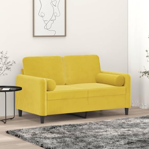 Qnhdfrt Zweisitzer Sofa Gelb Samt 120 cm Modernes Design mit Zierkissen für Wohnzimmer kleine Räume komfortabel Qnhdfrt Zweisitzer Sofa Gelb Samt 120 cm Modernes Design mit Zierkissen für Wohnzimmer kleine Räume komfortabel von Qnhdfrt