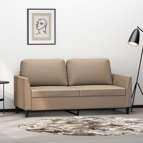 Qnhdfrt Zweisitzer Sofa Kunstleder Cappuccino-Braun 140 cm Modernes Design Robust Metallgestell Bequem für Wohnzimmer Kleine Räume von Qnhdfrt