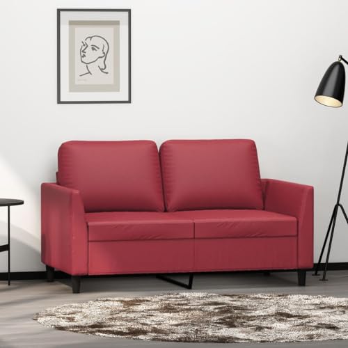 Qnhdfrt Zweisitzer Sofa Kunstleder Weinrot 120 cm Modernes Design für Wohnzimmer Balkon oder Jugendzimmer von Qnhdfrt
