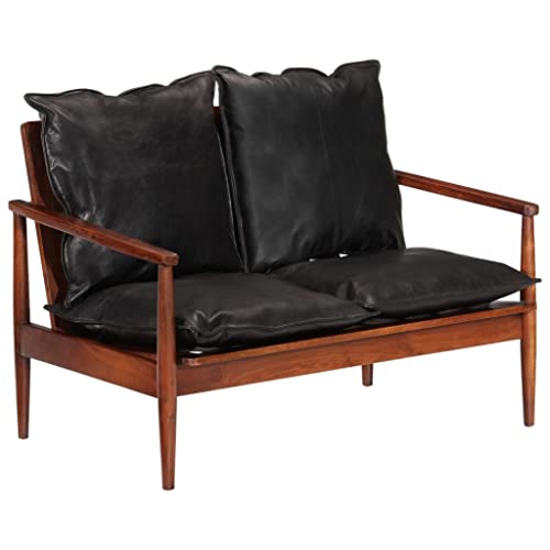 Qnhdfrt Zweisitzer Sofa Schwarz Echtleder Massivholz Akazie Retro Design Komfortables Sitzgefühl für Wohnzimmer Lounge und Entspannung Qnhdfrt Zweisitzer Sofa Schwarz Echtleder Massivholz Akazie Retro Design Komfortables Sitzgefühl für Wohnzimmer Lounge und Entspannung von Qnhdfrt