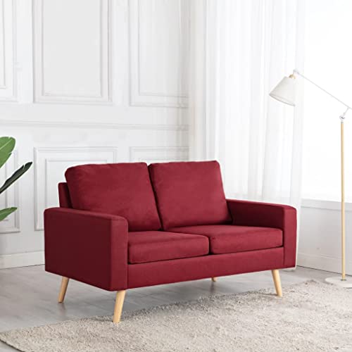 Qnhdfrt Zweisitzer Sofa Weinrot Stoff Kleines Couch mit Weichen Kissen Bequem für Wohnzimmer Loungebereich Qnhdfrt Zweisitzer Sofa Weinrot Stoff Kleines Couch mit Weichen Kissen Bequem für Wohnzimmer Loungebereich von Qnhdfrt