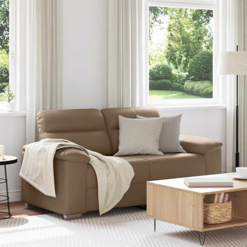Qnhdfrt Zweisitzer Sofa aus strapazierfähigem Kunstleder Cappuccino-Braun 120 cm mit Breiten Armlehnen und weicher Polsterung für Wohnzimmer Büro oder Gästezimmer von Qnhdfrt