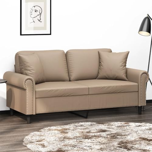 Qnhdfrt Zweisitzer Sofa mit Zierkissen Cappuccino-Braun 140 cm Kunstleder Modernes Design Robust und Bequem für Wohnzimmer Qnhdfrt Zweisitzer Sofa mit Zierkissen Cappuccino-Braun 140 cm Kunstleder Modernes Design Robust und Bequem für Wohnzimmer von Qnhdfrt