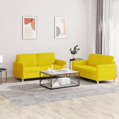 Qnhdfrt Zweisitzer Sofagarnitur Hellgelb mit Kissen Stoff 2er Set für Wohnzimmer Balkon Esszimmer Modernes Design Robust und Bequem Qnhdfrt Zweisitzer Sofagarnitur Hellgelb mit Kissen Stoff 2er Set für Wohnzimmer Balkon Esszimmer Modernes Design Robust und Bequem von Qnhdfrt