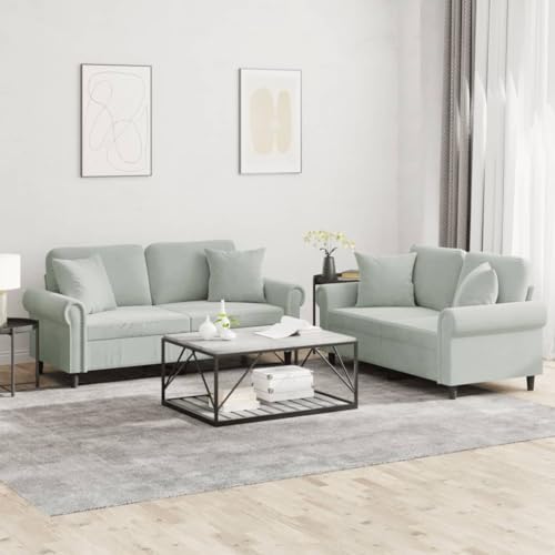 Qnhdfrt Zweisitzer Sofagarnitur Samt Hellgrau 120 cm und 140 cm mit Kissen Set für Wohnzimmer Balkon Qnhdfrt Zweisitzer Sofagarnitur Samt Hellgrau 120 cm und 140 cm mit Kissen Set für Wohnzimmer Balkon von Qnhdfrt