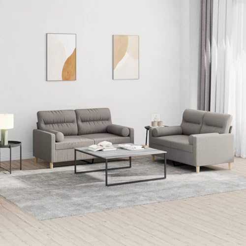 Qnhdfrt Zweisitzer Sofagarnitur Set in Taupe mit Kissen, 2 Sofas für Wohnzimmer, Bequemes Design mit Robustem Gestell und Strapazierfähigem Stoff Qnhdfrt Zweisitzer Sofagarnitur Set in Taupe mit Kissen, 2 Sofas für Wohnzimmer, Bequemes Design mit Robustem Gestell und Strapazierfähigem Stoff von Qnhdfrt