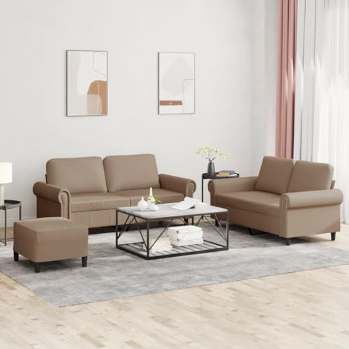 Qnhdfrt Zweisitzer Sofagarnitur mit Fußhocker und Kissen in Cappuccino-Braun Kunstleder für Wohnzimmer oder Balkon Qnhdfrt Zweisitzer Sofagarnitur mit Fußhocker und Kissen in Cappuccino-Braun Kunstleder für Wohnzimmer oder Balkon von Qnhdfrt