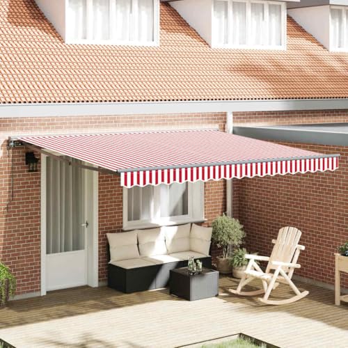 Qnhdfrt einziehbare Gelenkarmmarkise 400x300 cm Rot Weiß Streifen Robustes Gewebe Fernbedienung platzsparend für Balkon Terrasse Garten Qnhdfrt einziehbare Gelenkarmmarkise 400x300 cm Rot Weiß Streifen Robustes Gewebe Fernbedienung platzsparend für Balkon Terrasse Garten von Qnhdfrt