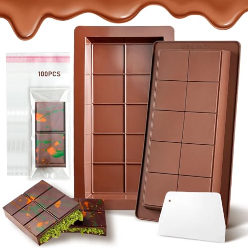 Schokoladenform Silikon Tief 2 Stück Silikonform Schokolade Silikonform Schokoladentafel Schokoladenform Tief Extra Tief Schokolade Form für Schokolade Praline Süßigkeiten von Qnynnty