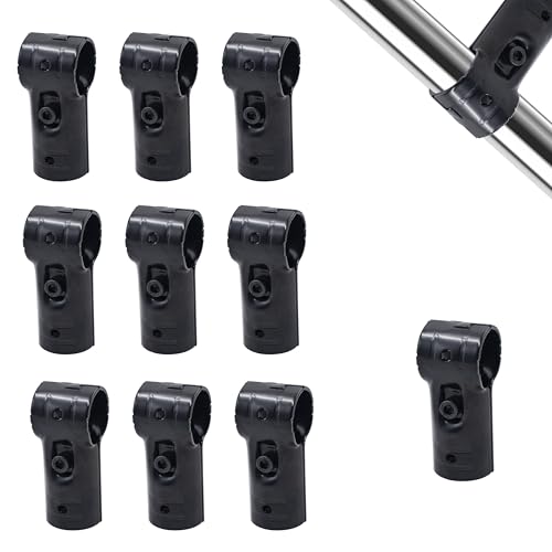 10 Stück T Rohrklemmen,Rohrverbinder Ecke Beschlag Endschienen Klemme für Zaun Handlauf Regal Set Ups,T-Rohrschellen passend für AD 28 mm Rohr,Schwarz von QoTang
