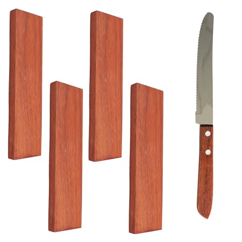 4 Stück Messergriff Holz,Messergriffwaage Mehrzweck aus Rotes Palisanderholz DIY Messerwaage Musikinstrument Holz für Musikinstrumente,Messer DIY Tool Holzgriff,16x4x1 cm von QoTang