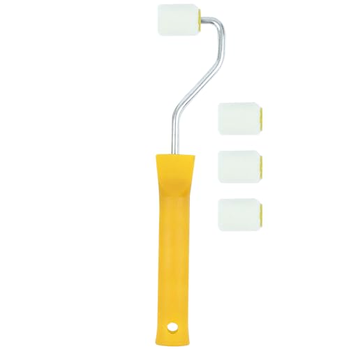 Farbroller Set Klein,2,5 cm Farbroller Wandfarbe Wollabdeckungen Abnehmbare Malerrolle Klein für Ausbessern von Kanten Oder Ecken,Farbwalzen Malerset streichen,1 Kunststoffgriff und 4 Bürstenköpfe von QoTang