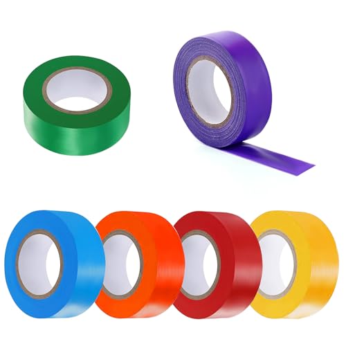QoTang 6 Rollen Markierungsband,Klebestreifen Bunt Nicht Klebend Neon Klebeband Kunststoffband,Flagging Tape für den Heim und Arbeitsplatzgebrauch,6 Farben 1,9 cm x 25 m von QoTang